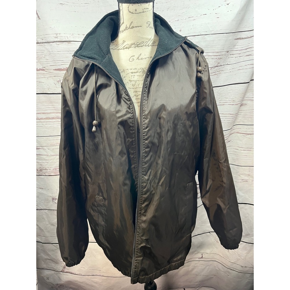 Totes women's  Brown Hooded Fleece Lined Rain Jacket Windbreaker Size‎ Large LGE